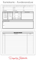 Nagelstudio Handpflege Naildesign Kosmetikstudio Karteikarte Kundenanalyse Kundenkartei DIN A5 Analyse Vorderseite Rückseite Personalisiert für Kunden nach Alphabet