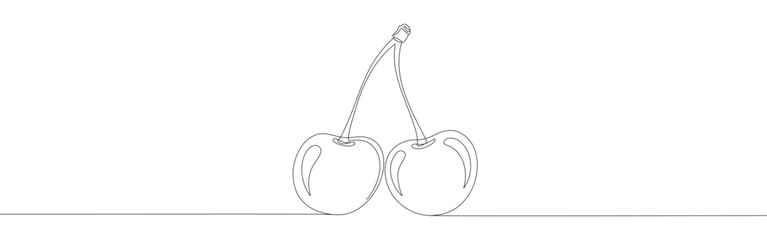 Cherry continuous one line drawing. Sweet cherry fruit.