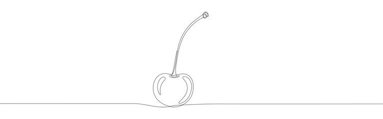 Cherry continuous one line drawing. Sweet cherry fruit.