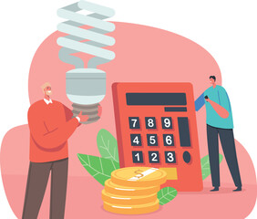 People counting electricity cost vector illustration