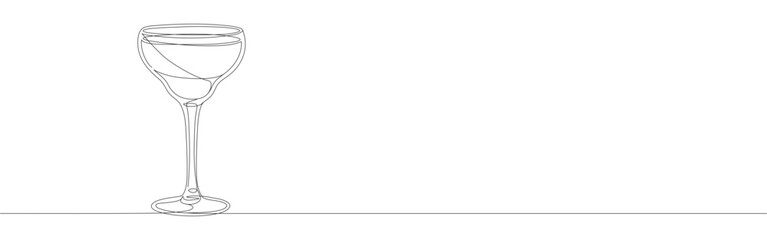 Cocktail continuous one line drawing. Alcohol drink.