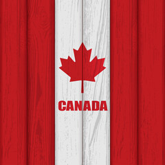 Happy Canada Day, red and white color wood pattern background, July 1st