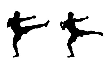 Two karate man full black silhouette vector illustration design 