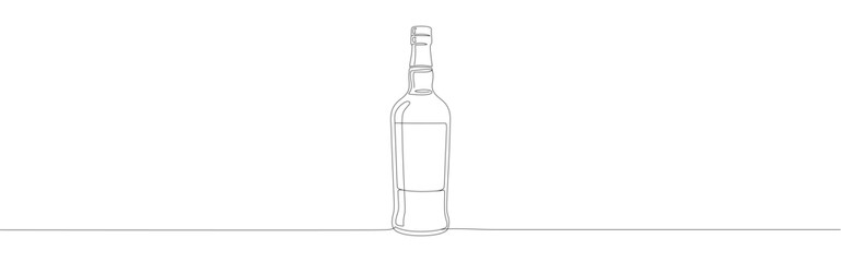 Alcohol bottle continuous one line drawing. bar beverages isolated vector.