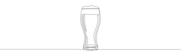 Beer mug continuous one line drawing. Lager beer tankards.
