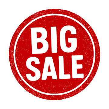 Red big sale label icon for promotional discount and offers.