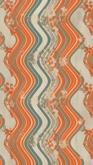 Waves of Bloom: Retro Floral Textile Design