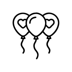 Three heart-shaped balloons floating together for celebration concept  