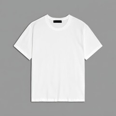 Blank white t-shirt mockup on a gray background perfect for apparel design or branding