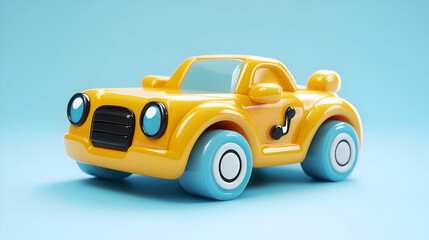 Cute Yellow Cartoon Car Toy with Music Note