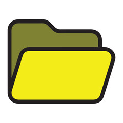 yellow folder icon, A two-tone yellow and olive green file folder icon with a black outline, representing organization and documents