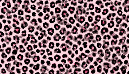 Obraz premium Leopard print pattern in pink, black, and gray. This seamless design features spots reminiscent of a leopard's coat.