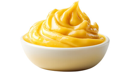 yellow mustard sauce spread isolated on white background PNG. 