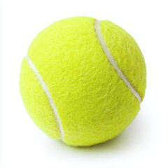 Close up isolated tennis ball on white background depicting sport equipment and active games