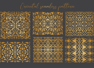 Oriental seamless vector patterns set. Arabic floral ornament for background