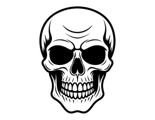 Monochrome Skull Illustration.