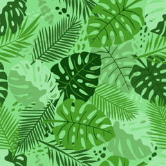 seamless pattern with green leaves