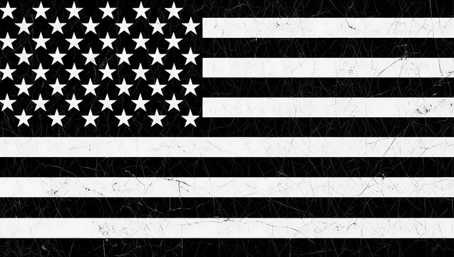 Distressed black and white american flag design