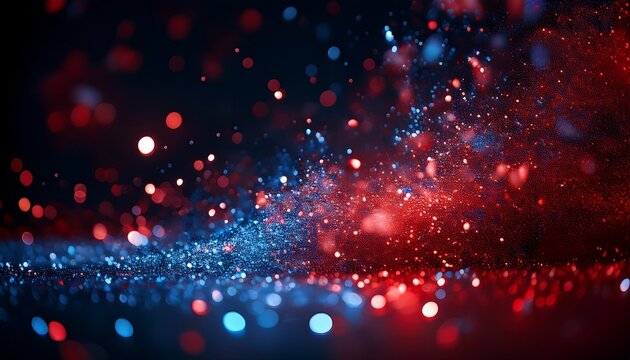 dark abstract background with glowing red and blue particles