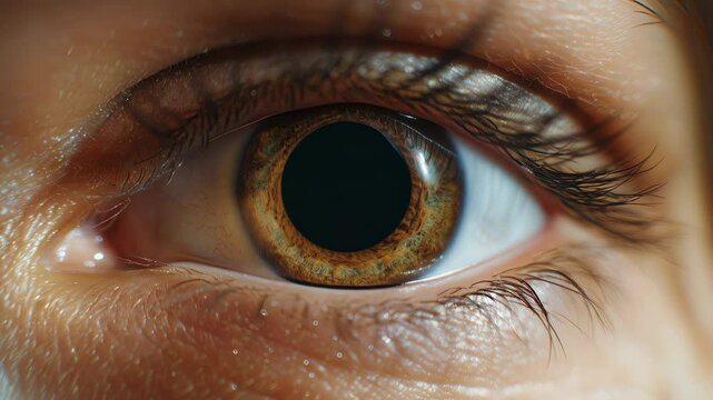 Close-up eye with pupil dilation, ai generated