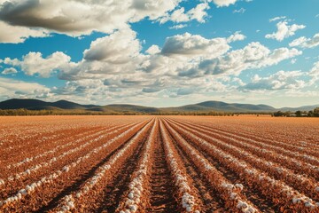 Cotton Field Background. Cultivated Cotton Crop in Australian Agriculture