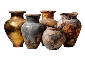 Ancient Ceramic Artefacts: An up-close, inviting study of ancient ceramic artifacts, capturing the rustic beauty and enduring charm of historical pottery in a photorealistic display.