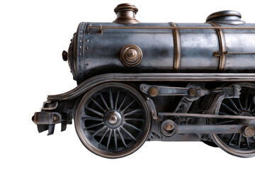 Fototapeta premium Vintage Train Details: A detailed view of a vintage steam train, showcasing its intricate design and robust metalwork, emphasizing the engineering of the past. 