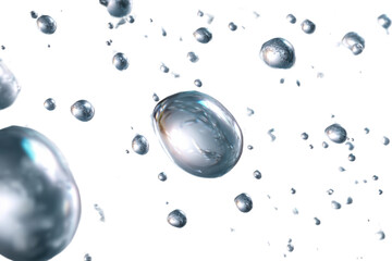Water Droplets: A captivating close-up of individual water droplets suspended mid-air, demonstrating the elegance of nature and the clarity of fluid dynamics. 