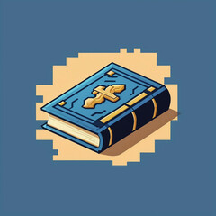 Retro Book Icon in 8-Bit Video Game Style
