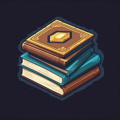Retro Book Icon in 8-Bit Video Game Style
