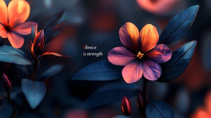 A stunning display of a vibrant flower in shades of orange and purple.