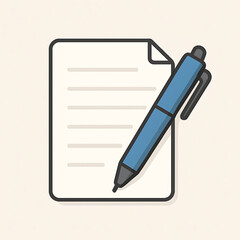 Notepad with lines and blue pen icon representing writing and documentation in organization and planning
