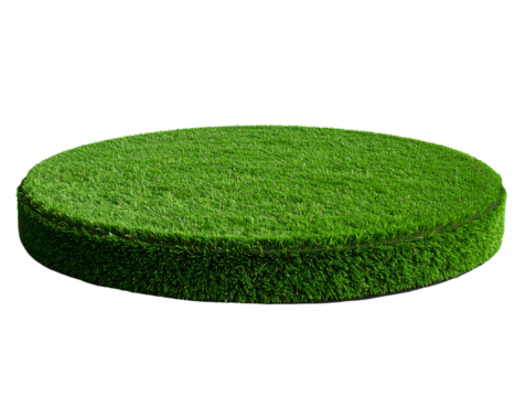  Single-Level Grass-Covered Display Podium, Transparent Background