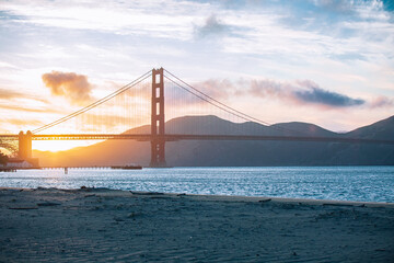 Golden Gate Bridge at sunset, San Francisco, California, USA.