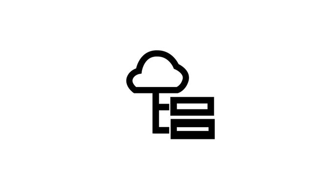 Cloud Server Icon &ndash; Minimal Data Storage and Network Computing Symbol on White Background.Cloud Connection Animated Icon