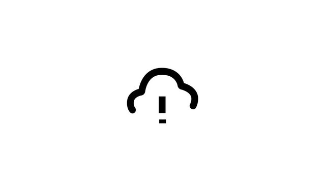 Black Cloud with Exclamation Mark Icon &ndash; Warning Symbol for Weather Alerts, Error Notifications, Cloud Computing, Technology, Alerts, Digital Messaging, or Mobile App Design
