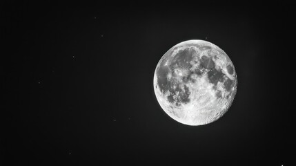 Fototapeta premium A bright full moon shines with stars in the night sky