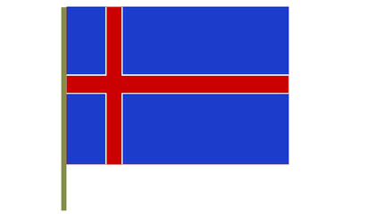 Obraz premium Iceland Flag, Iceland National flag has Blue, white and red colors, 03 colors stand for mountains, ice and snow and volcanoes. Flag isolated on white background. Rectangular Iceland Flag.