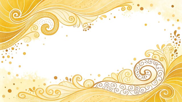 Elegant Gold Watercolor Swirls Frame for Festive Occasions and Creative Design