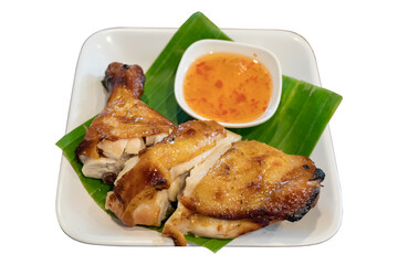Grilled Chicken with Dipping Sauce (transparent background)