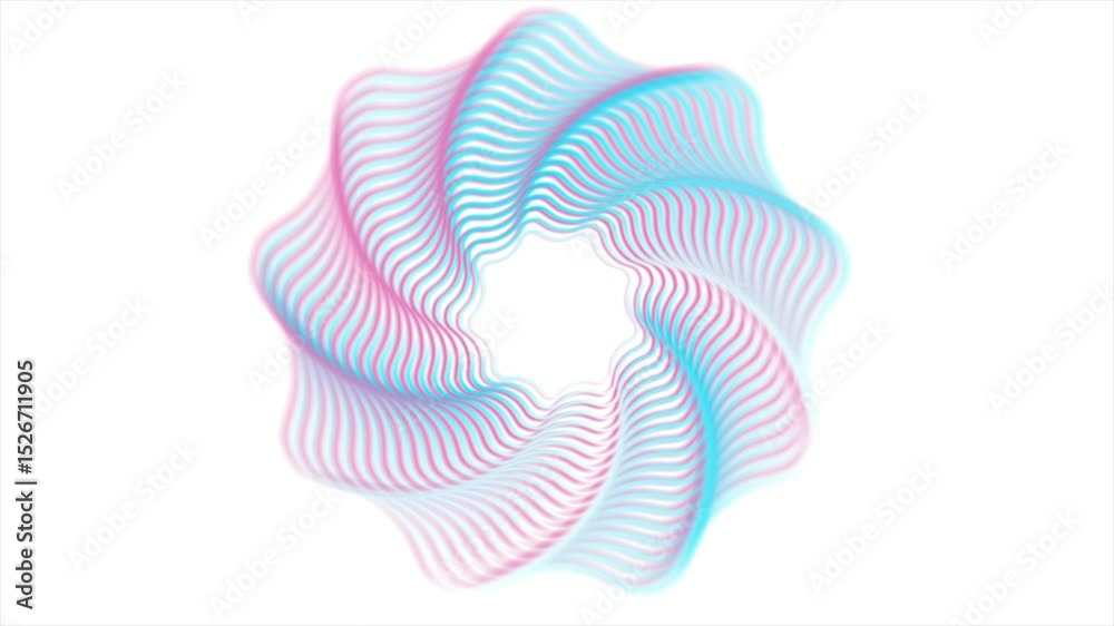 Poster blue pink geometric smooth twisted wavy curved element abstract background. seamless looping motion 