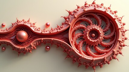 Red mechanical organ art painting