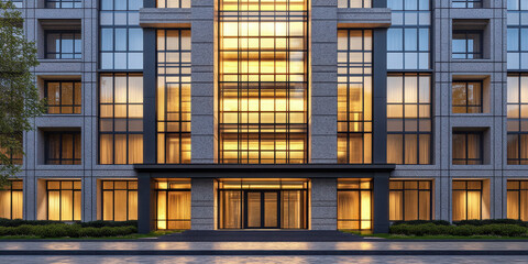 Stunning Modern Architectural Building Facade at Night
