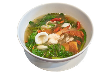Clear Tom Yum Seafood Spicy Soup (transparent background)