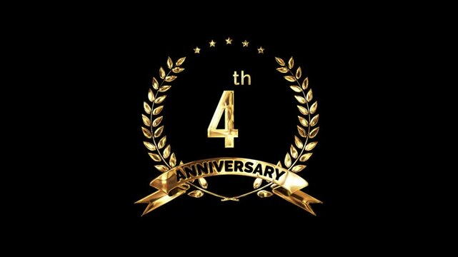 4th Anniversary Celebration. Golden 4 Year Anniversary Animation
