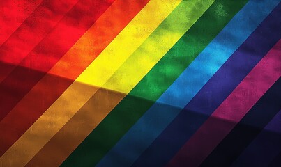 Diagonal rainbow stripes with textured surface and dramatic lighting creating a bold abstract background Generative AI