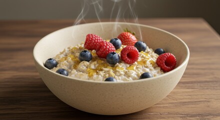 Bowl of oatmeal with berries