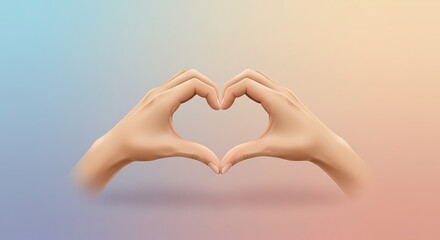 Fototapeta premium Hands Making Heart Shape Illustration Symbolizing Love and Care on Abstract Background
