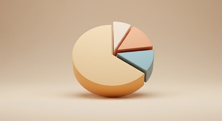 Colorful Pixelated Pie Chart Illustration Showing Data and Statistics Visualization Isolated on Beige Background