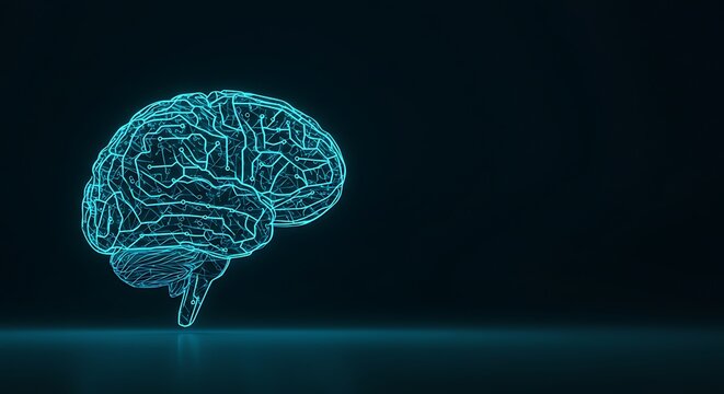 Glowing Digital Brain Illustration Depicting Future Technology Artificial Intelligence and Modern Neural Network Science